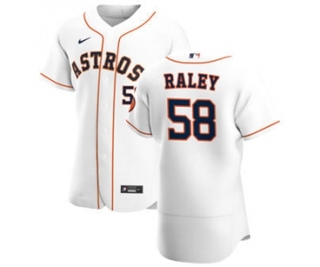 Men's Nike Houston Astros #58 Brooks Raley White Home 2020 Authentic Player Baseball Jersey