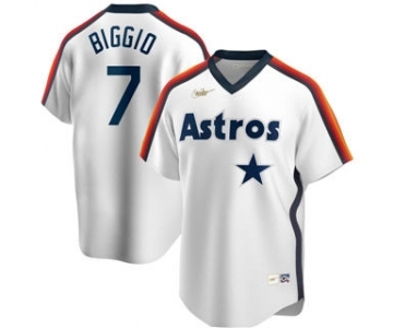 Men's Nike Houston Astros #7 Craig Biggio 2020 Home Cooperstown Collection Logo Player Baseball Jersey White