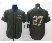 Nike Men's Houston Astros #27 Jose Altuve Authentic Green Salute to Service Baseball Jersey