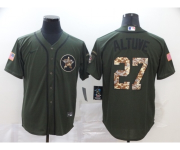 Nike Men's Houston Astros #27 Jose Altuve Authentic Green Salute to Service Baseball Jersey