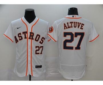 Nike Men's Houston Astros #27 Jose Altuve White Home Flex Base Authentic Collection Bound Baseball Jersey