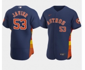 Nike Men's Houston Astros #53 Cristian Javier Navy Flex Base Stitched Baseball Jersey