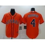 Nike Men's Majestic Houston Astros #4 George Springer Authentic Cool Base Orange Alternate Baseball Jersey