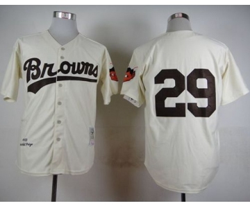 Mitchell And Ness Browns #29 Satchel Paige Cream Throwback Stitched Baseball Jersey