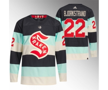 Men Seattle Kraken #22 Oliver Bjorkstrand 2024 Deep Sea Blue Winter Classic Stitched Jersey