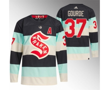 Men Seattle Kraken #37 Yanni Gourde 2024 Deep Sea Blue Winter Classic Stitched Jersey