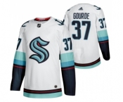 Men's Seattle #37 Kraken Yanni Gourde 2022 Away White Jersey