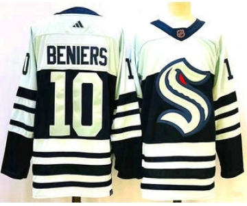 Men's Seattle Kraken #10 Matty Beniers Blue 2022 Reverse Retro Stitched Jersey