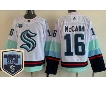 Men's Seattle Kraken #16 Jared McCann White 2021-22 Season Inaugural Authentic Jersey