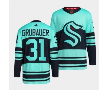 Men's Seattle Kraken #31 Philipp Grubauer Ice Blue 2022-23 Reverse Retro Stitched Jersey