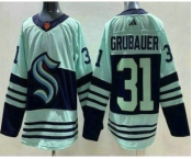 Men's Seattle Kraken #31 Philipp Grubauer Light Green 2022 Reverse Retro Authentic Jersey