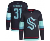 Men's Seattle Kraken #31 Philipp Grubauer Navy Home Stitched Jersey