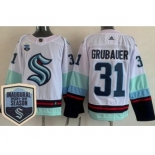 Men's Seattle Kraken #31 Philipp Grubauer White 2021-22 Season Inaugural Authentic Jersey