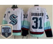 Men's Seattle Kraken #31 Philipp Grubauer White 2021-22 Season Inaugural Authentic Jersey