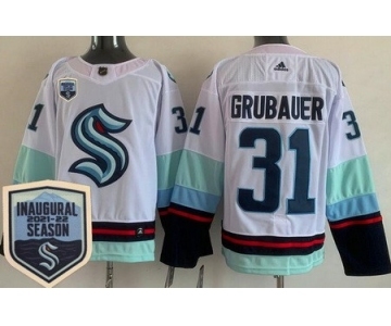 Men's Seattle Kraken #31 Philipp Grubauer White 2021-22 Season Inaugural Authentic Jersey