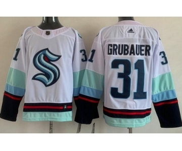 Men's Seattle Kraken #31 Philipp Grubauer White Authentic Jersey