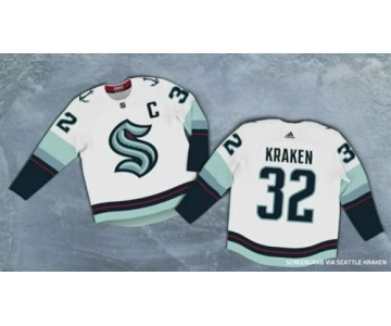 Men's Seattle Kraken #32 Kraken 2020 New Team White Road Authentic Stitched Hockey Jersey