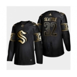 Men's Seattle Kraken #32 Kraken Black Golden Edition Limited Stitched Hockey Jersey