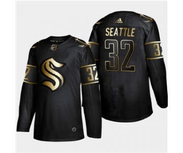 Men's Seattle Kraken #32 Kraken Black Golden Edition Limited Stitched Hockey Jersey