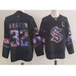 Men's Seattle Kraken #32 Kraken Black Iridescent Holographic Authentic Jersey