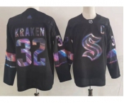 Men's Seattle Kraken #32 Kraken Black Iridescent Holographic Authentic Jersey