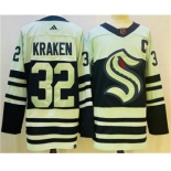 Men's Seattle Kraken #32 Kraken White 2022 Reverse Retro Stitched Jersey