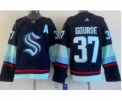 Men's Seattle Kraken #37 Yanni Gourde Navy Authentic Jersey