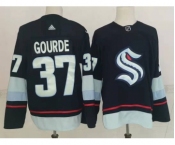 Men's Seattle Kraken #37 Yanni Gourde Navy Blue Adidas Stitched NHL Jersey