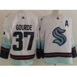 Men's Seattle Kraken #37 Yanni Gourde White Authentic Jersey