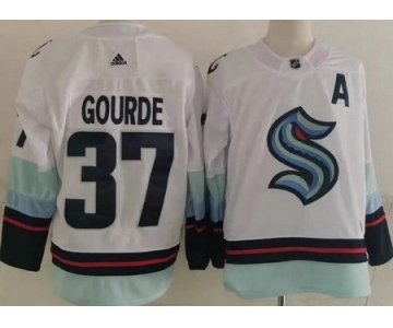 Men's Seattle Kraken #37 Yanni Gourde White Authentic Jersey