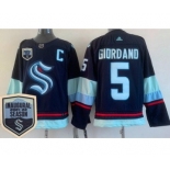 Men's Seattle Kraken #5 Mark Giordano Navy 2021-22 Season Inaugural Authentic Jersey