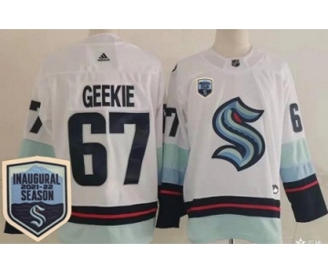 Men's Seattle Kraken #67 Morgan Geekie White 2021-22 Season Inaugural Authentic Jersey