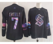 Men's Seattle Kraken #7 Jordan Eberle Black Iridescent Holographic Authentic Jersey