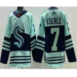 Men's Seattle Kraken #7 Jordan Eberle Light Green 2022 Reverse Retro Authentic Jersey