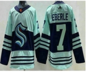 Men's Seattle Kraken #7 Jordan Eberle Light Green 2022 Reverse Retro Authentic Jersey