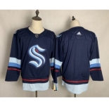 Men's Seattle Kraken Blank Navy Home 2020 New Team Authentic Stitched Hockey Jersey