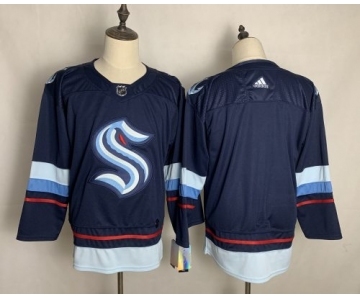 Men's Seattle Kraken Blank Navy Home 2020 New Team Authentic Stitched Hockey Jersey