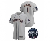 Men's Houston Astros #1 Carlos Correa 2021 Gray World Series Flex Base Stitched Baseball Jersey