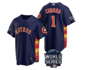 Men's Houston Astros #1 Carlos Correa 2021 Navy World Series Cool Base Stitched Baseball Jersey