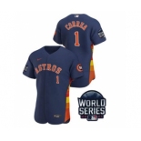 Men's Houston Astros #1 Carlos Correa 2021 Navy World Series Flex Base Stitched Baseball Jersey