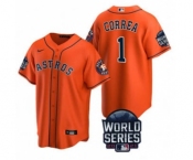 Men's Houston Astros #1 Carlos Correa 2021 Orange World Series Cool Base Stitched Baseball Jersey