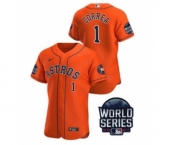 Men's Houston Astros #1 Carlos Correa 2021 Orange World Series Flex Base Stitched Baseball Jersey