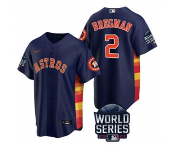 Men's Houston Astros #2 Alex Bregman 2021 Navy World Series Cool Base Stitched Baseball Jersey