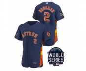 Men's Houston Astros #2 Alex Bregman 2021 Navy World Series Flex Base Stitched Baseball Jersey