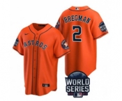 Men's Houston Astros #2 Alex Bregman 2021 Orange World Series Cool Base Stitched Baseball Jersey