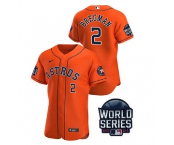 Men's Houston Astros #2 Alex Bregman 2021 Orange World Series Flex Base Stitched Baseball Jersey