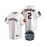 Men's Houston Astros #2 Alex Bregman 2021 White World Series Cool Base Stitched Baseball Jersey