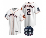 Men's Houston Astros #2 Alex Bregman 2021 White World Series Cool Base Stitched Baseball Jersey