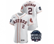 Men's Houston Astros #2 Alex Bregman 2021 White World Series Flex Base Stitched Baseball Jersey