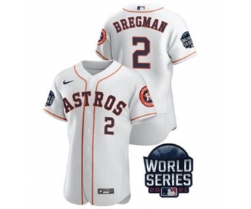 Men's Houston Astros #2 Alex Bregman 2021 White World Series Flex Base Stitched Baseball Jersey